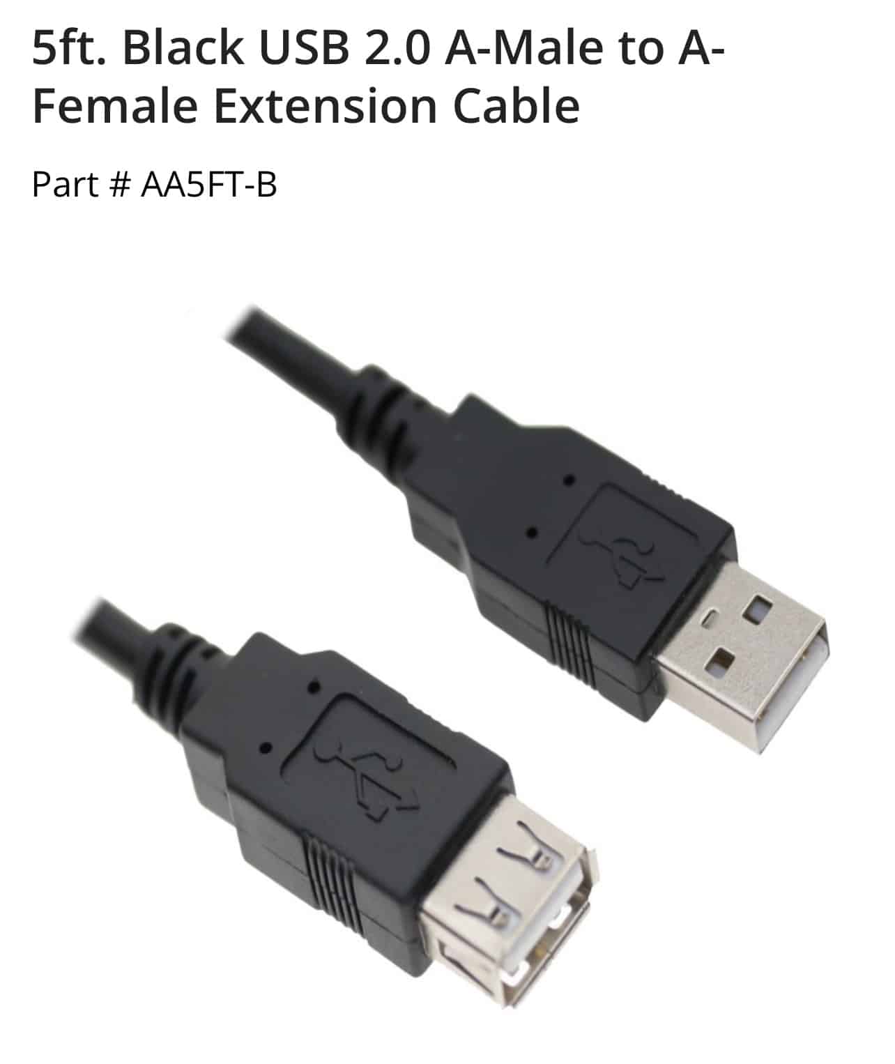 5ft. USB 2.0 Extension Cable - Black - camcooler.com