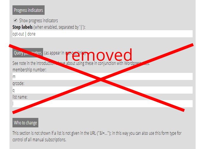 Mailing list optouts Cameo membership organiser