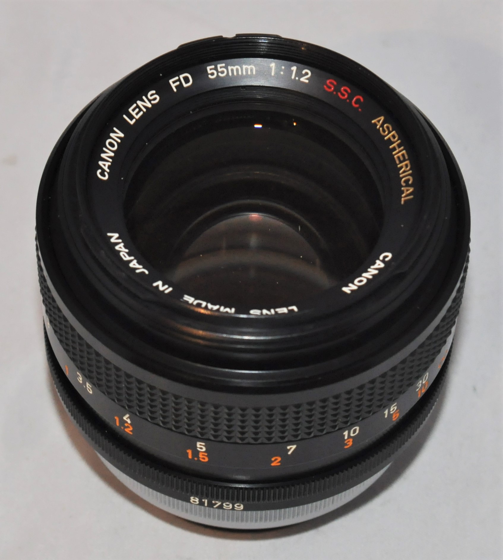 Canon 55mm lens f1.2 S.S.C Aspherical FD lens. Includes hood SOLD