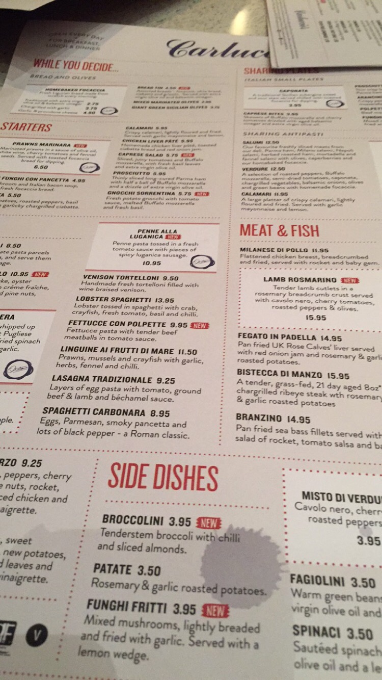 Carluccios restaurant review CAMERATIC