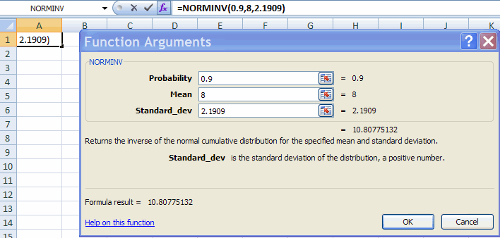 EXCEL 2007 Probability Distributions