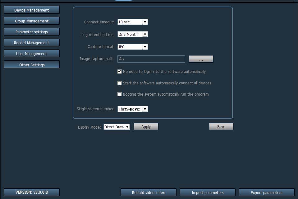 Weitere Einstellungen Camhi