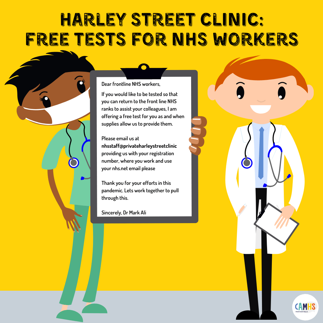 Harley Street Clinic Free Tests For NHS Workers ? CAMHS Professionals