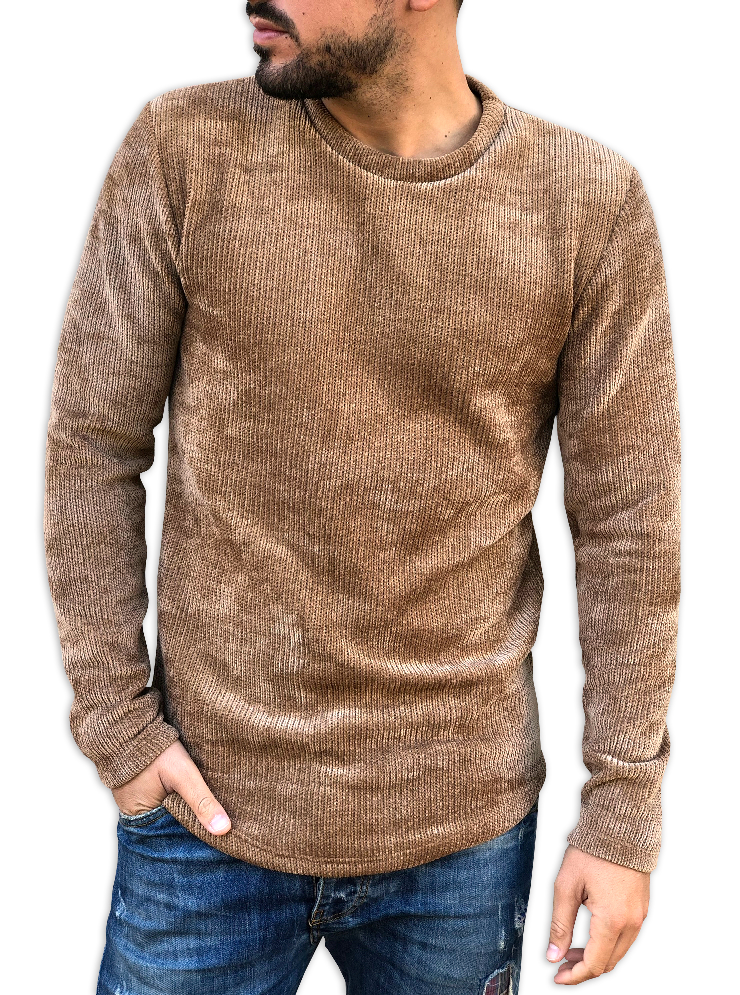 Maglione uomo - Girocollo - Verde - In ciniglia - Maglieria uomo -  Gogolfn.it