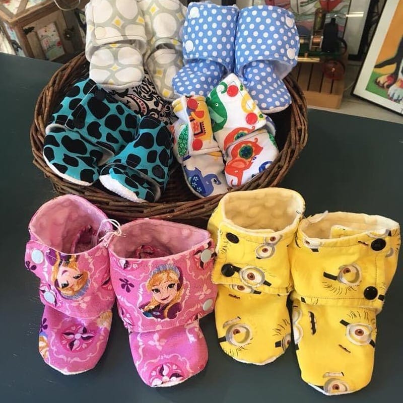 Handmade Baby Slippers with Grip Camille's Boutique & Gallery