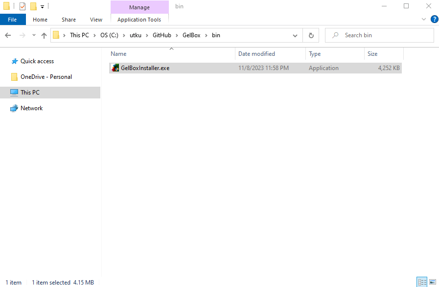 Instructions for Stand Alone Application Installation GelBox