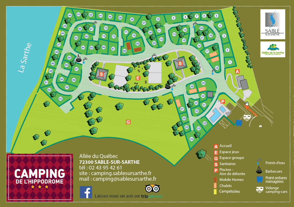 Camping de l'Hippodrome Campsite plan Camping de l'Hippodrome