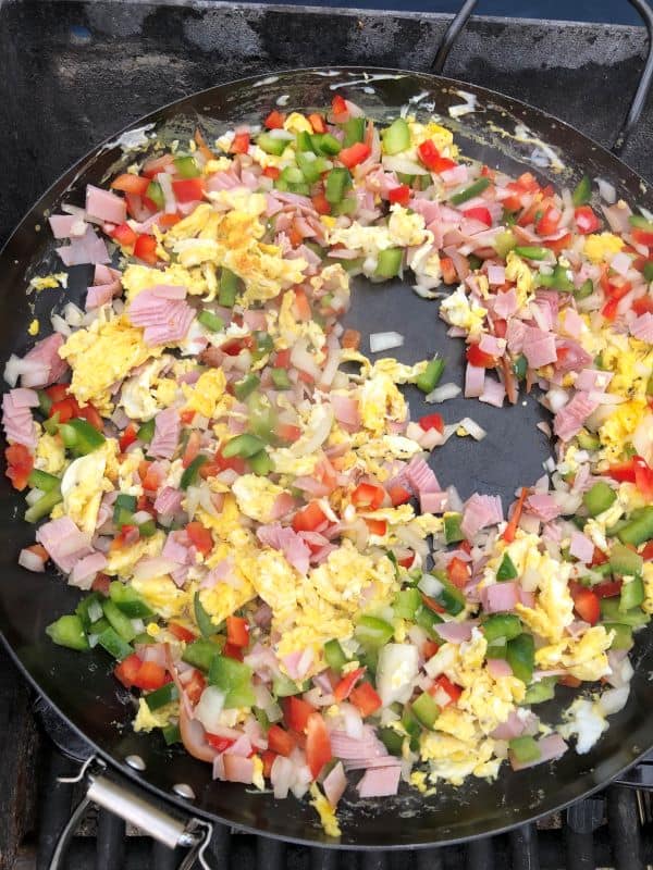Pie Iron Omelet (with ham and cheese!) Camping Answer
