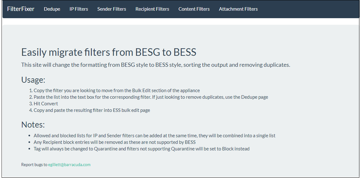 Conversion Tool for Migrating to Barracuda Email Security Service
