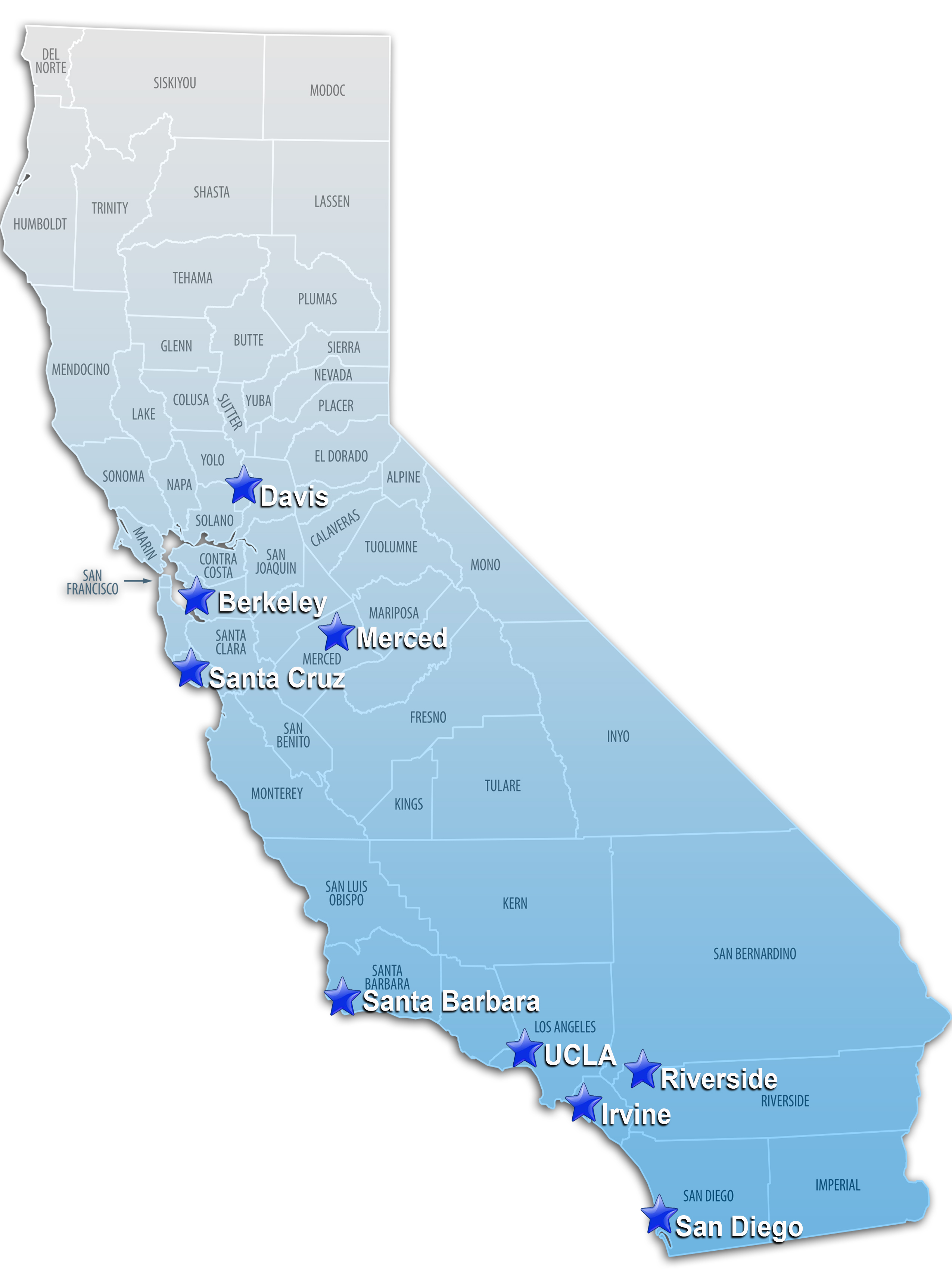 Uc In California Map University Of California Campuses Map Tourist Map Of English