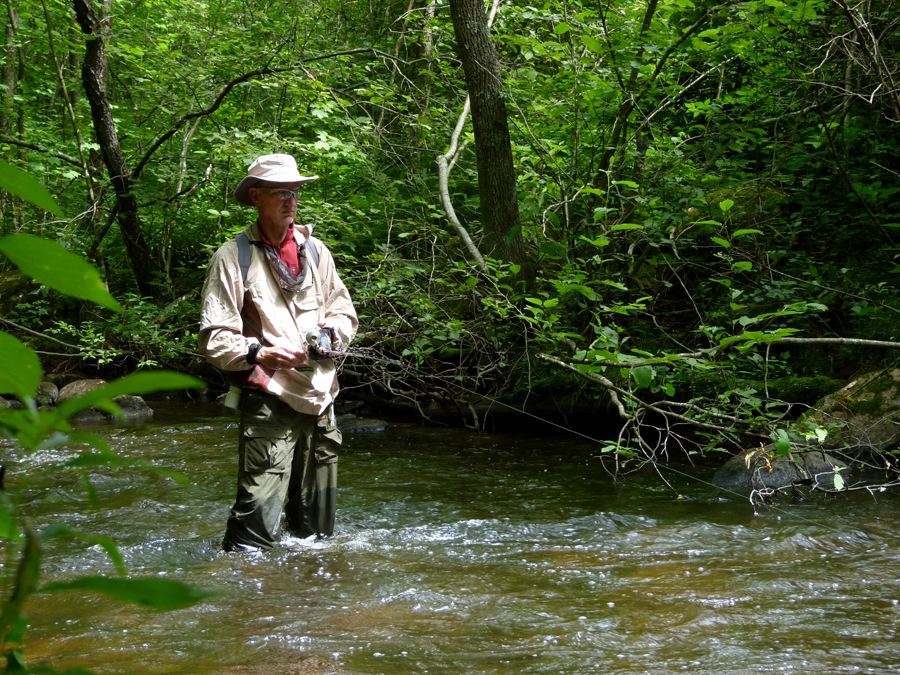 Trout fishing on the Upper Little Wolf River Camp Westfalia