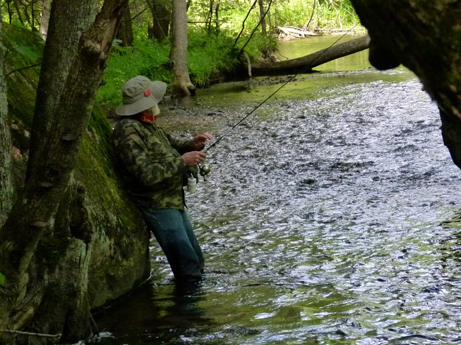 Trout fishing on the Upper Little Wolf River Camp Westfalia