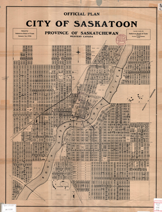 Saskatoon 1926 Map Canadian GIS & Geomatics