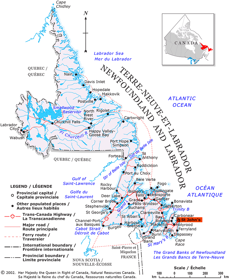 Newfoundland & Labrador Cities NL Interests & Facts & Maps