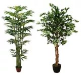 Artificial Bamboo or Ficus Tree in Plastic Pot, Assorted, 6.5ft