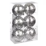 Boules disco scintillantes incassables CANVAS Collection, argent, paq