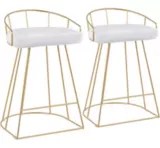 LumiSource Canary Contemporary Counter Stool Set, Gold/White, 2pc