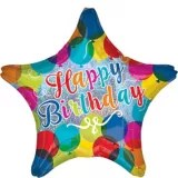 Rainbow Happy Birthday Star Balloon, 18in Party City