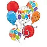 Happy Birthday Bouquet Balloon, 5pc Party City