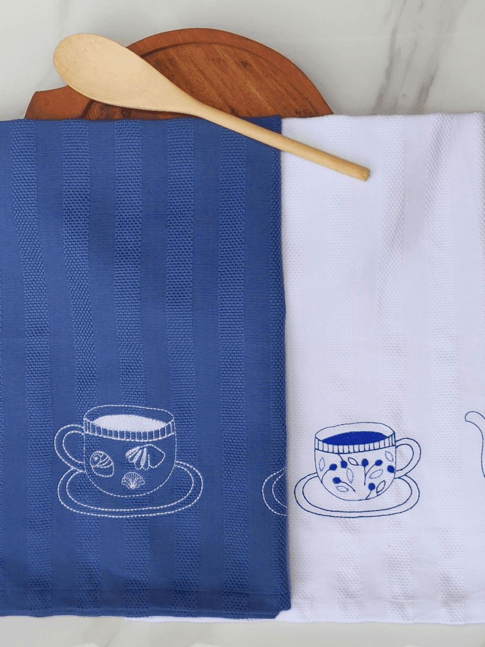 Miss Potts Embroidered Tea Towels Set of 2 Cananor Guild