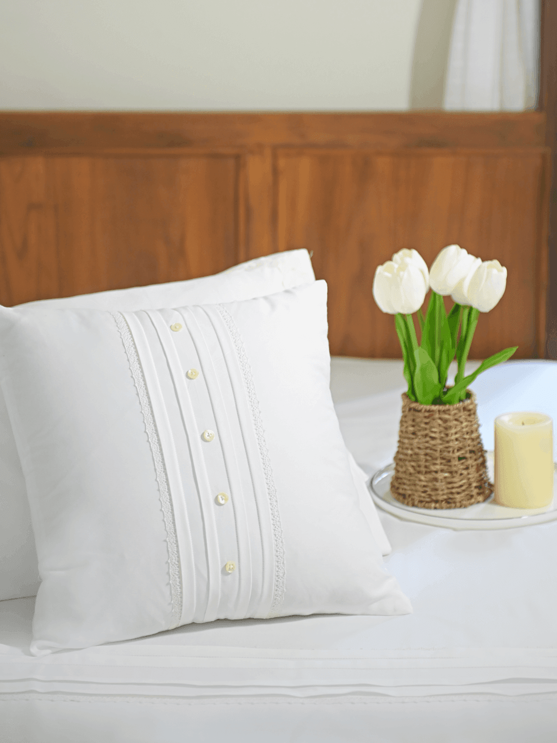 White Mayfair Lace Cushion Cover Cananor Guild