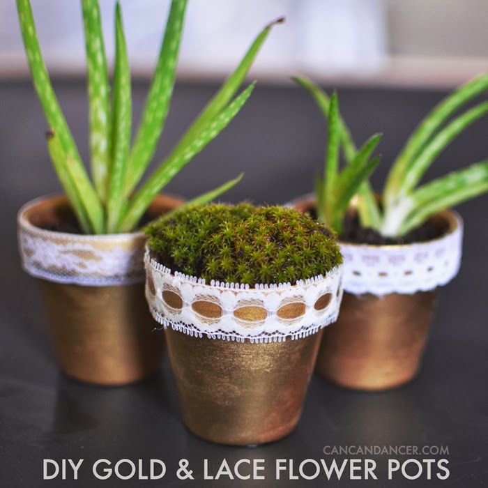 DIY Gold & Lace Flower Pots Can Can Dancer