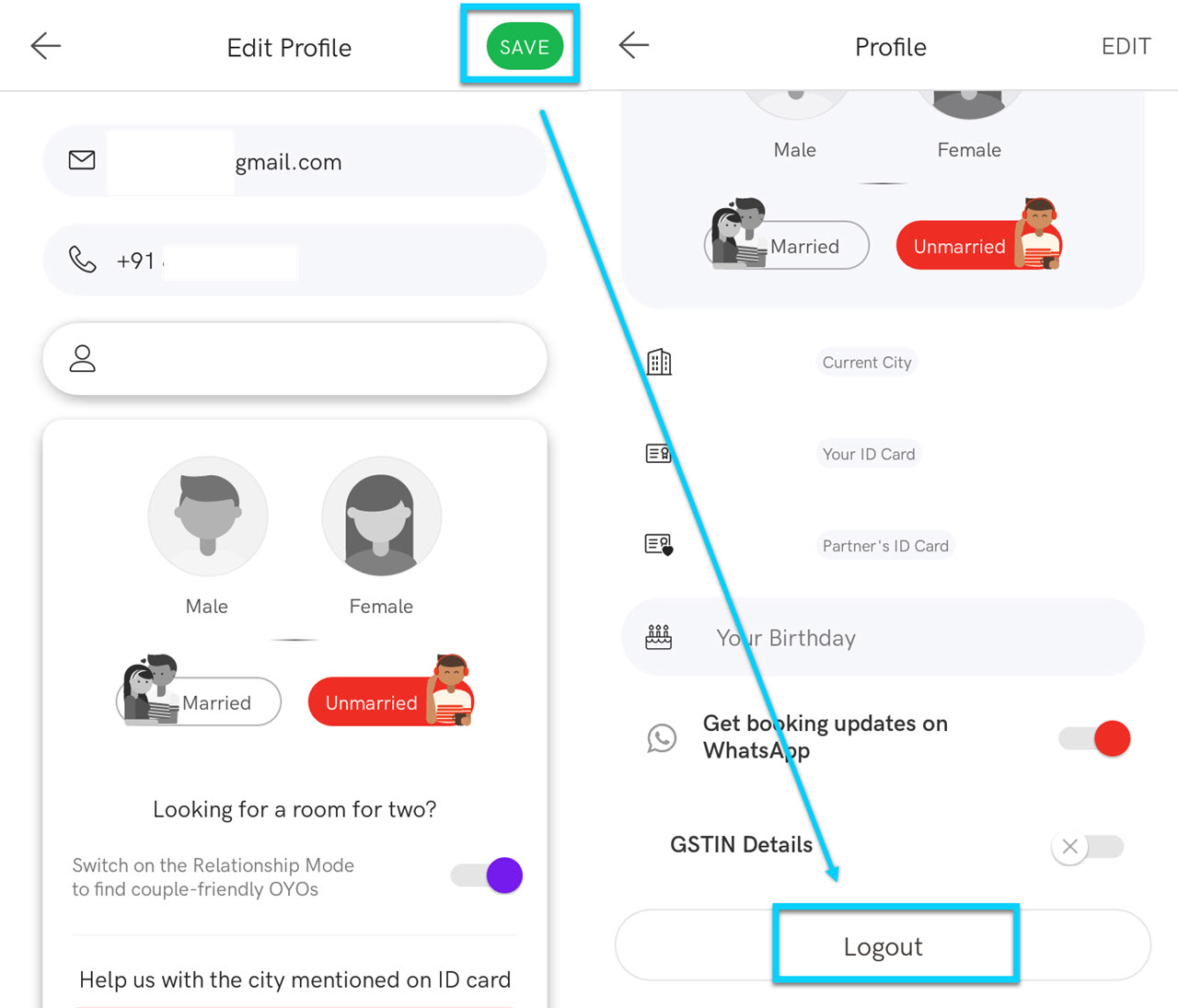 How to delete booking history and account in OYO?