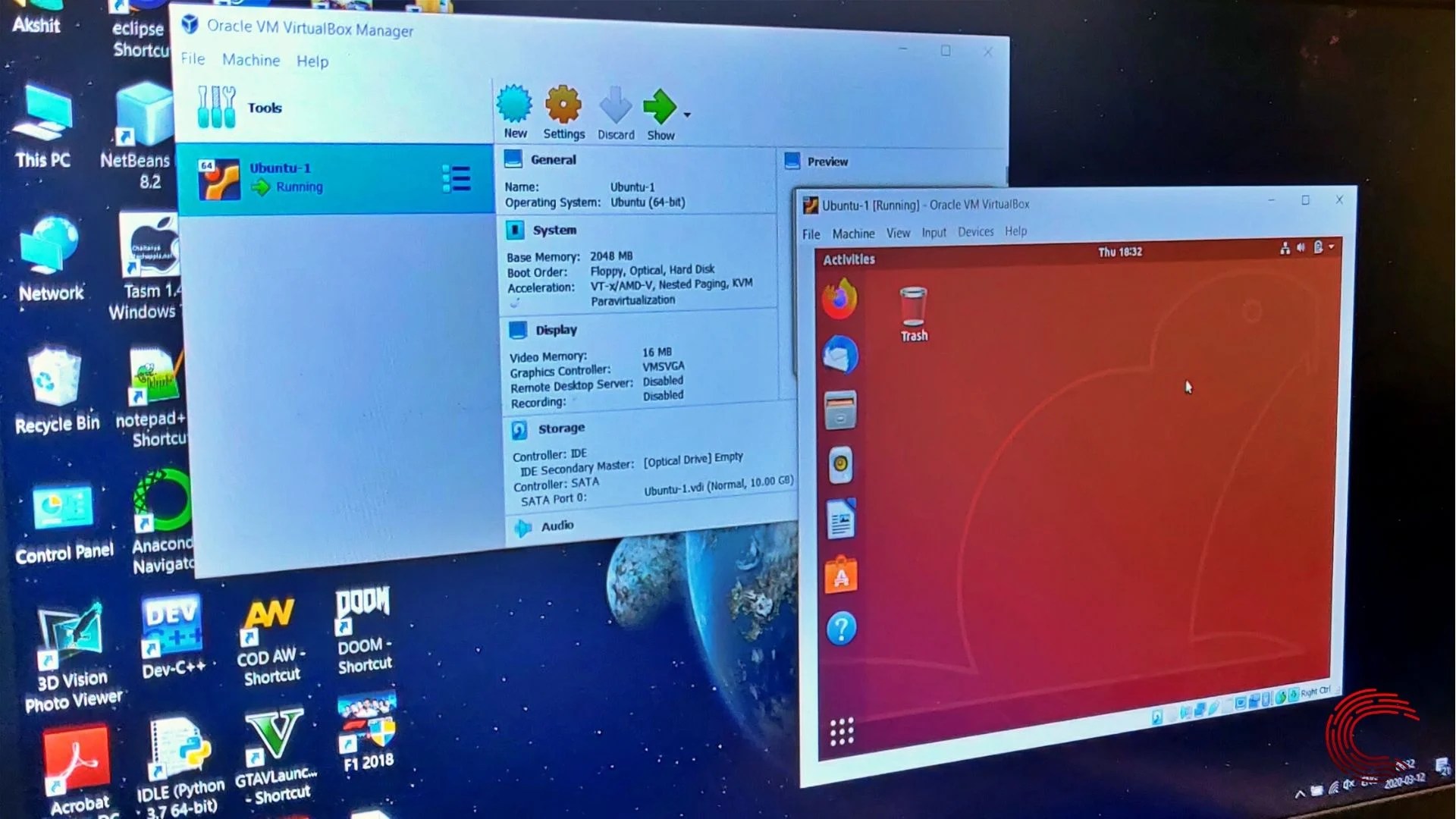 How to run Linux on top of Windows using VirtualBox?