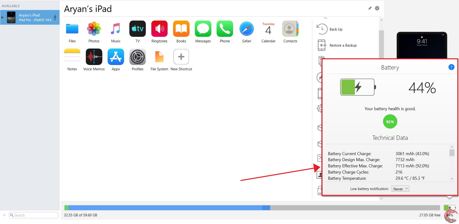 How to check the Battery Health on iPad?