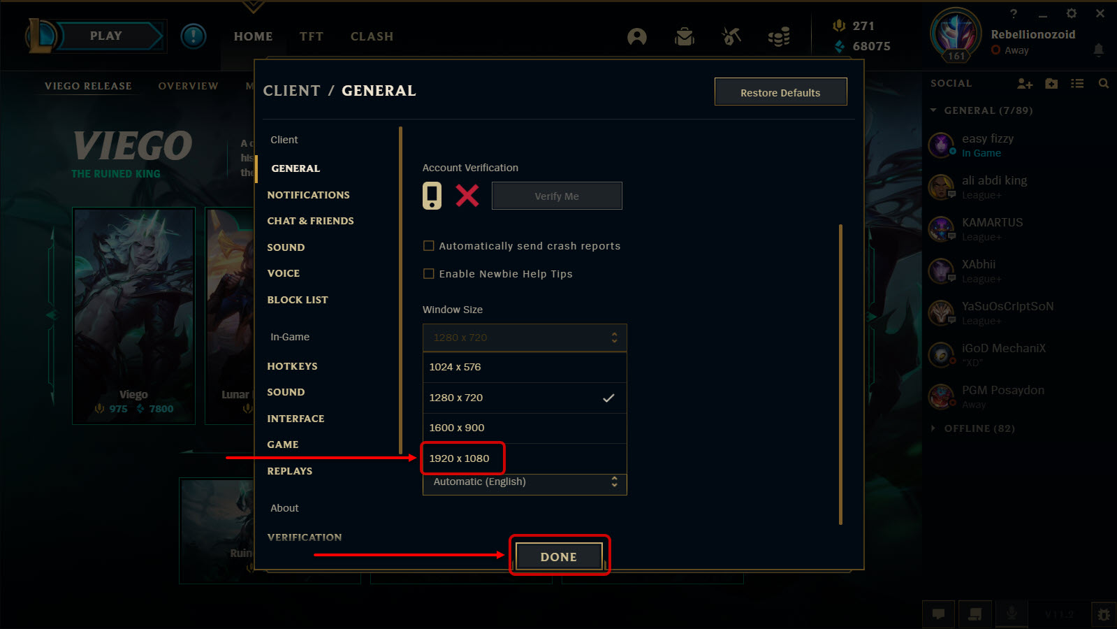 How to make League of Legends full screen?