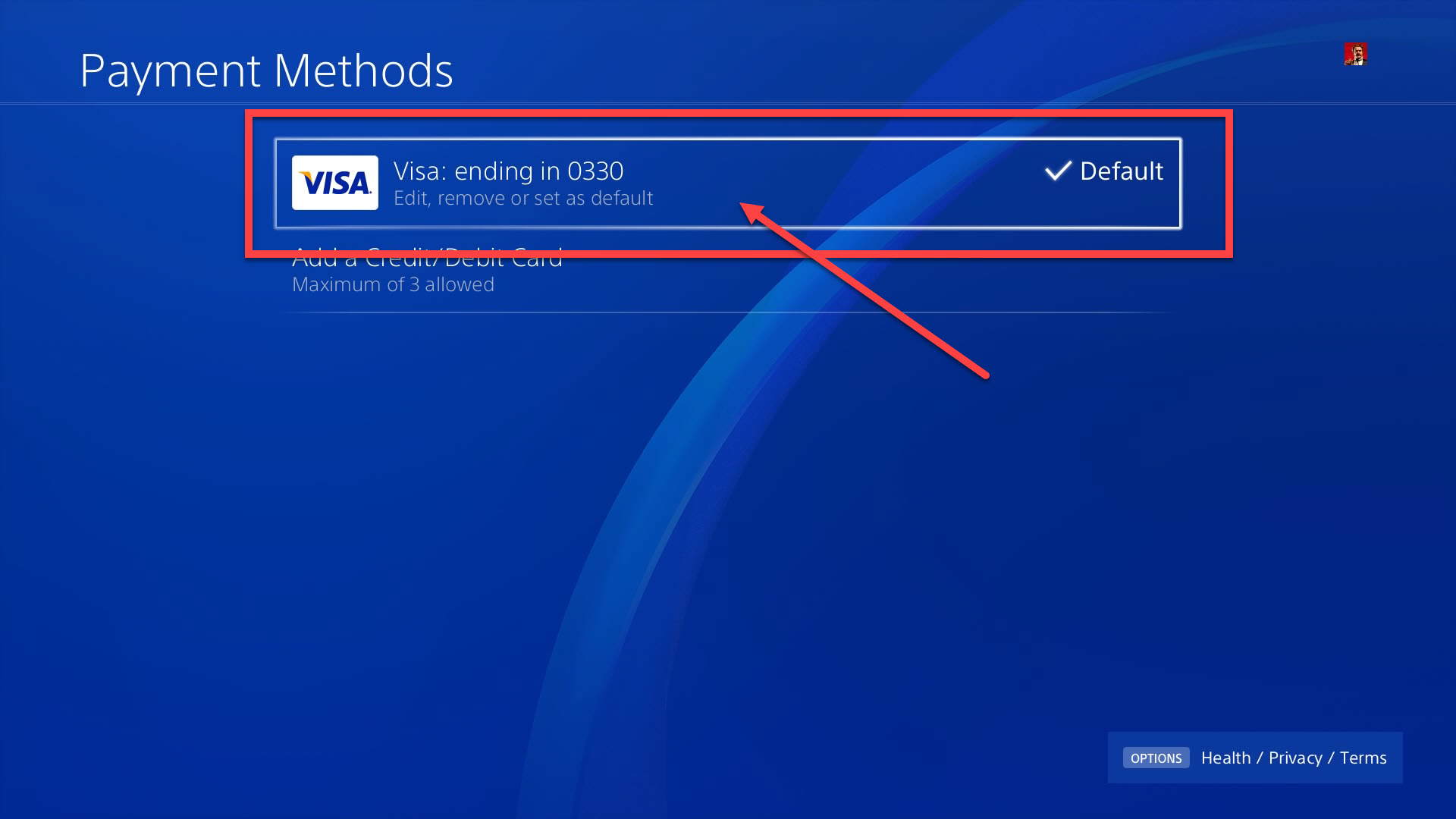 How to remove (Credit/Debit) card details from PS4?