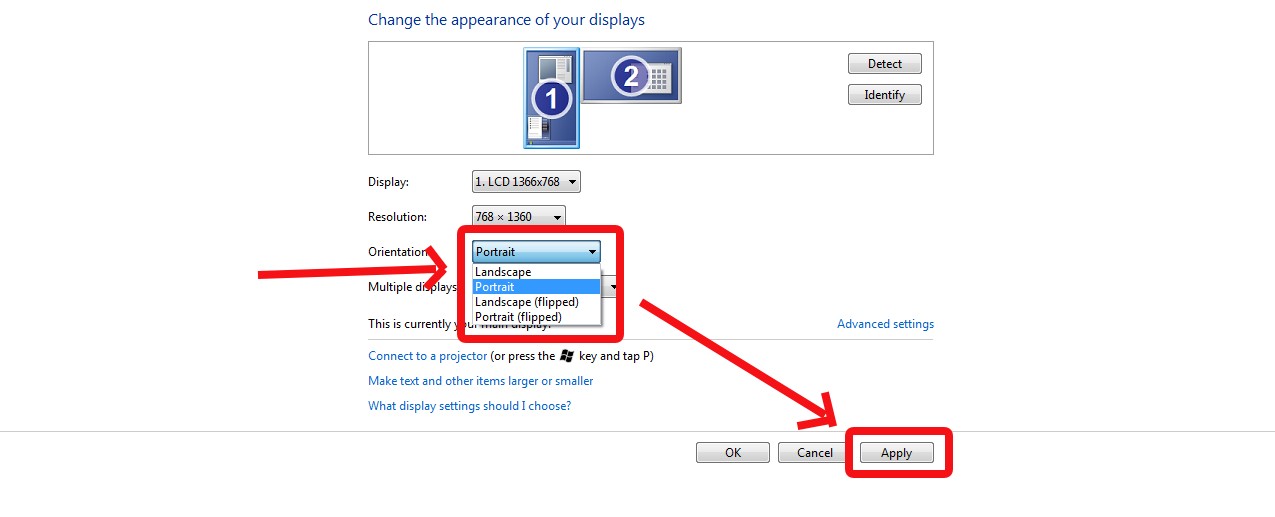 How to rotate the screen in Windows 7?