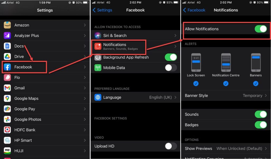 How to fix the 'Facebook notifications not working' error?