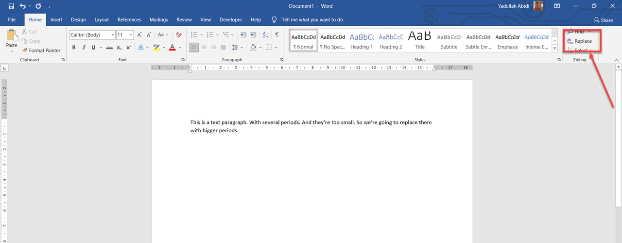 How to make Periods bigger on Word?