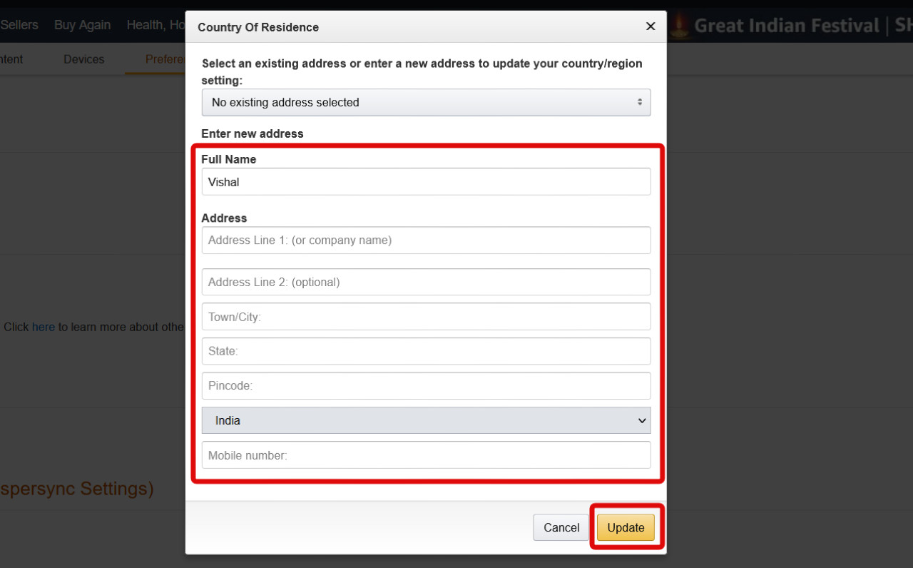How to delete addresses on Amazon?