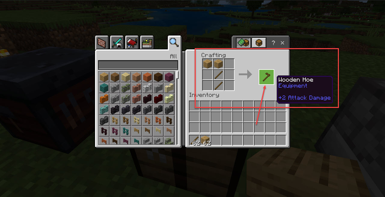 How to make a hoe in Minecraft?
