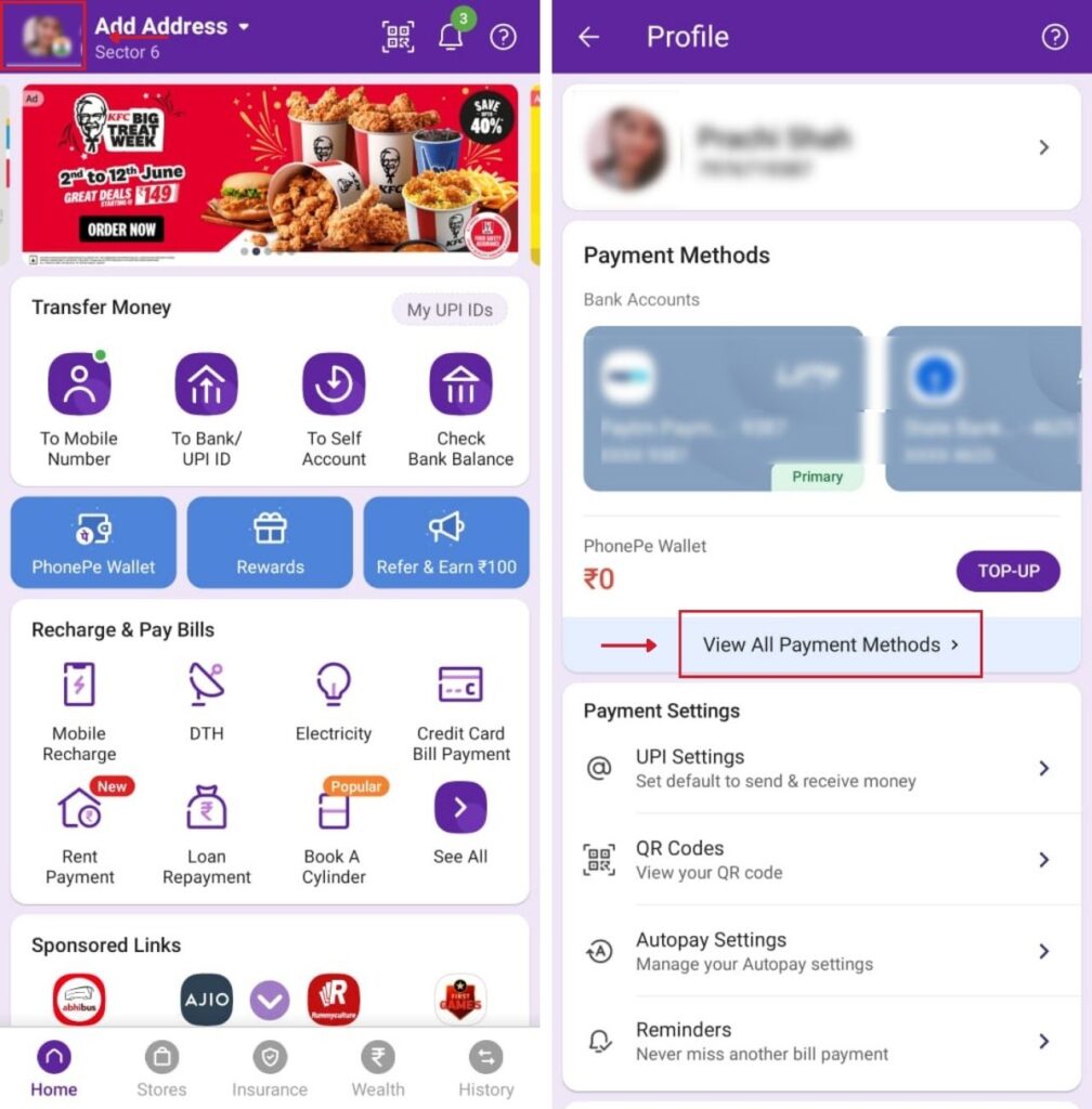 How to change the primary account in PhonePe?