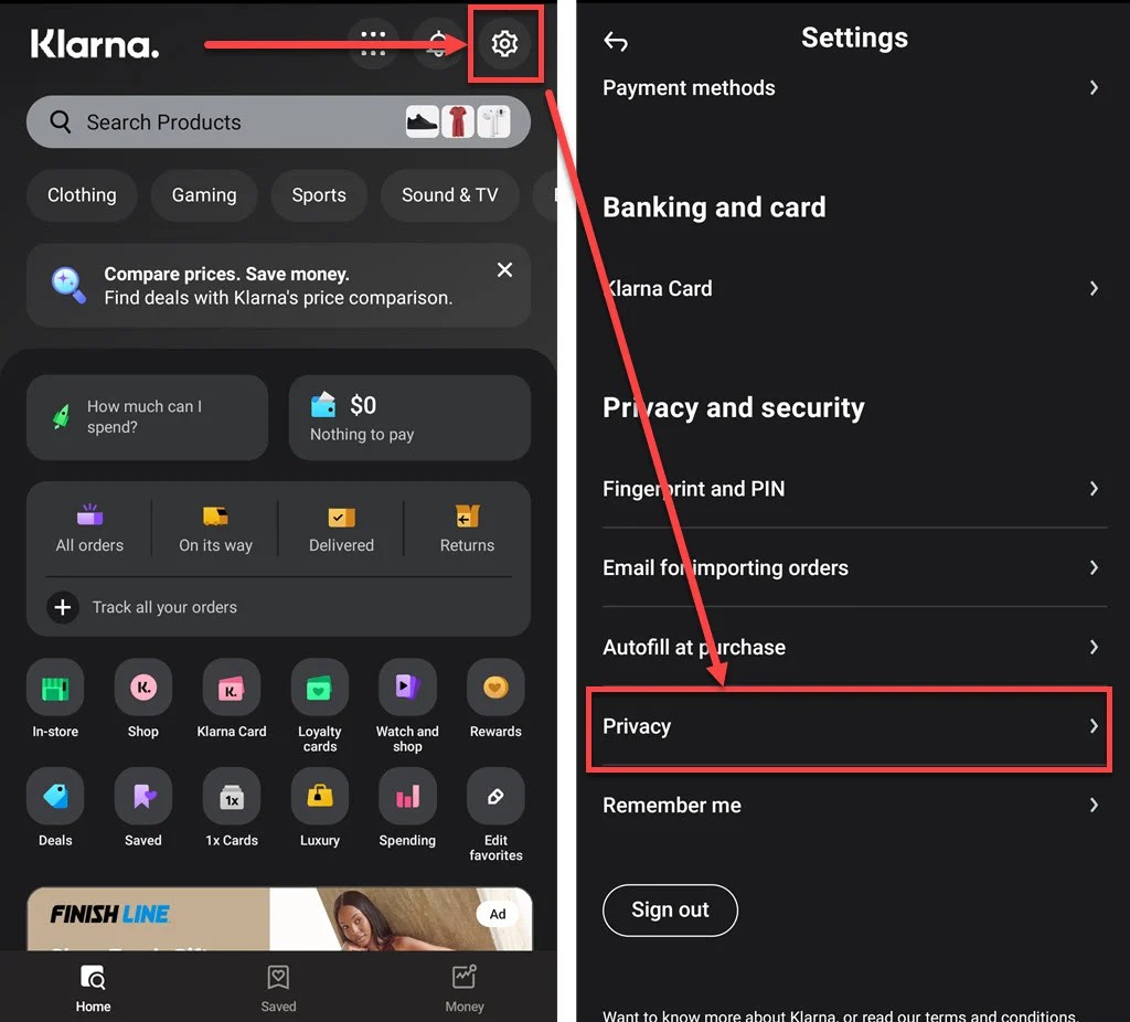 How to delete Klarna account?