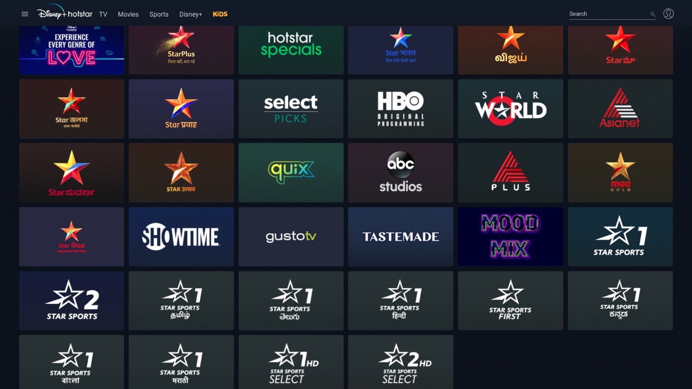 What channels are available on Disney+ Hotstar?