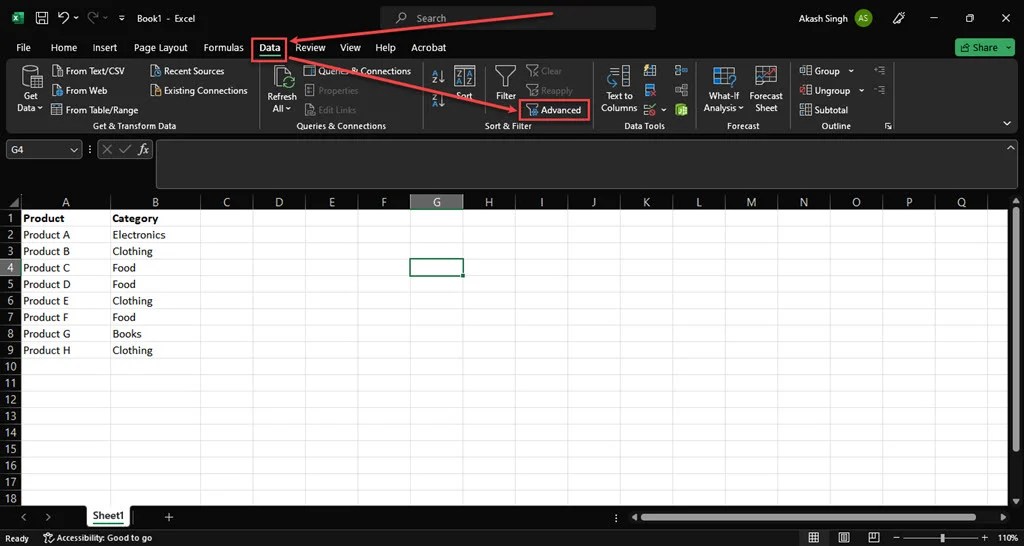 How to count unique values in Excel?