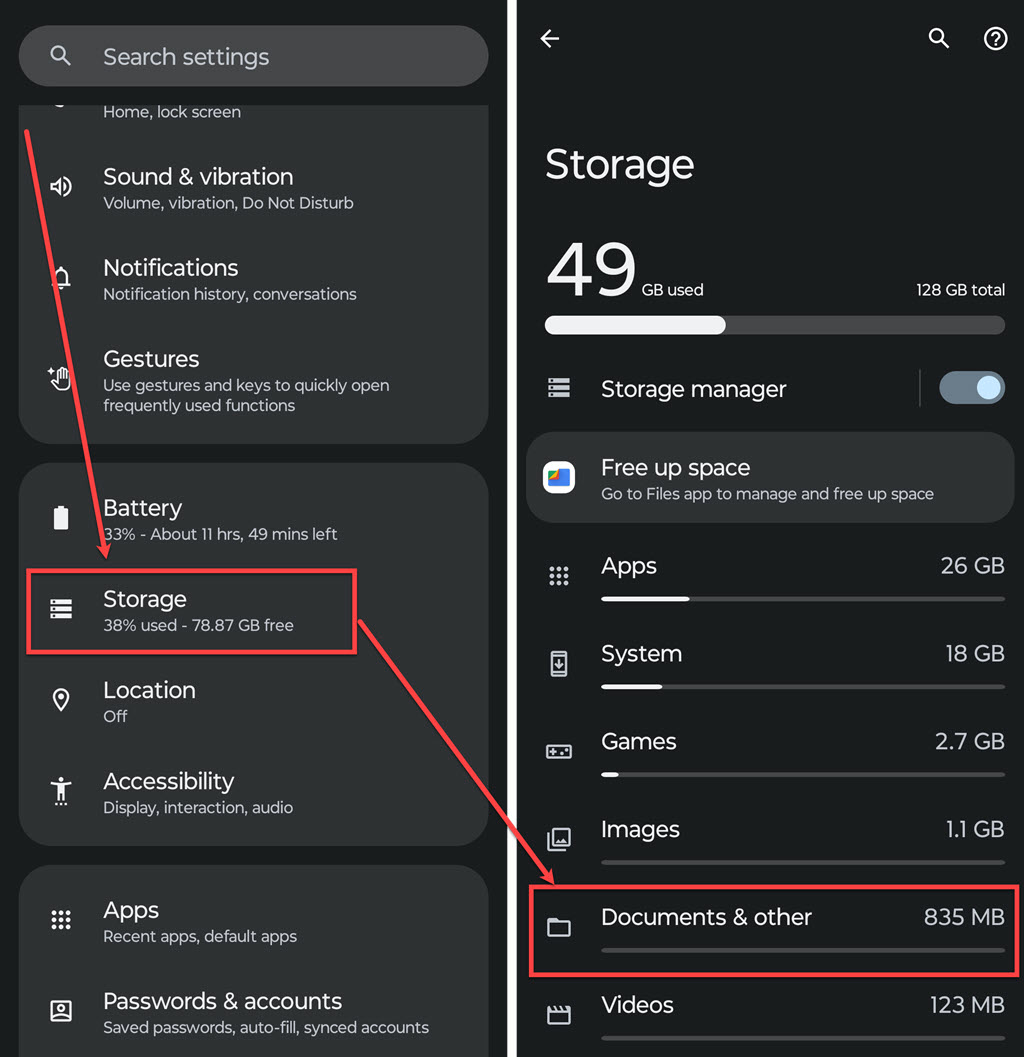 How to delete Other Storage on Android?
