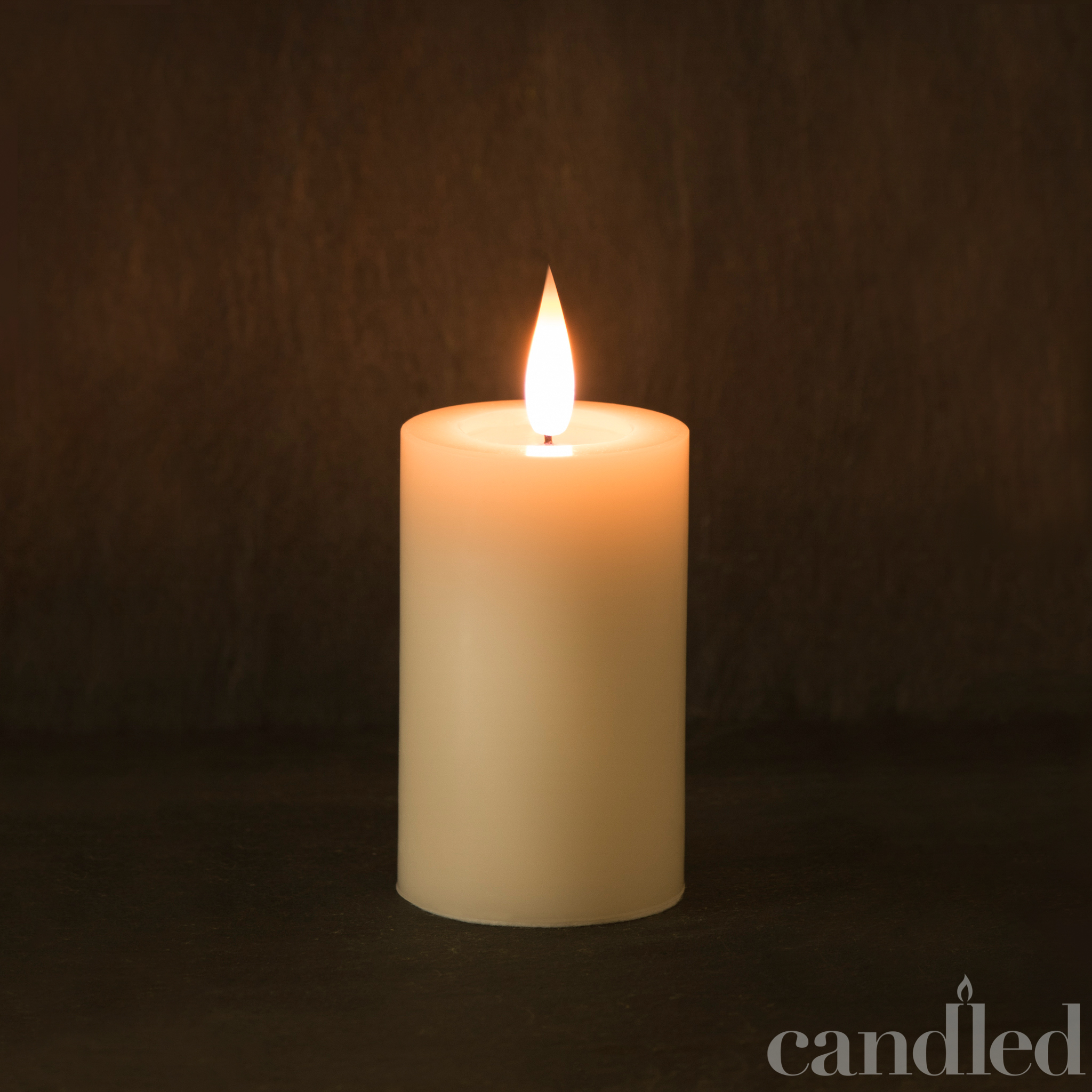 Real Wax Pillar LED Candle 4" x 2.5" Diameter Candled Ltd