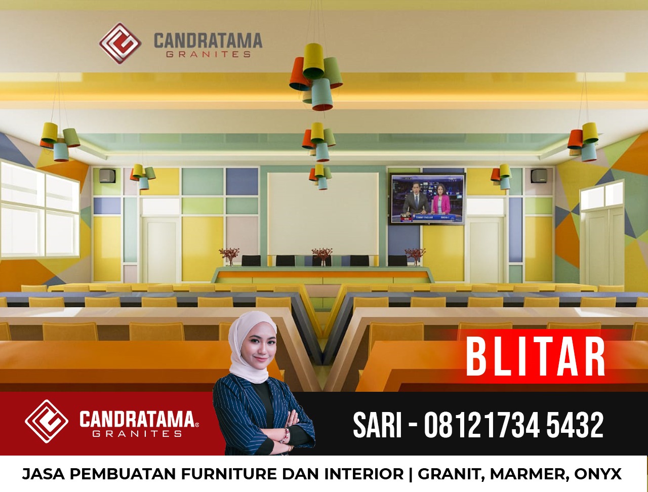 Harga Backdrop Resepsionis Kantor Minimalis Blitar 081217345432