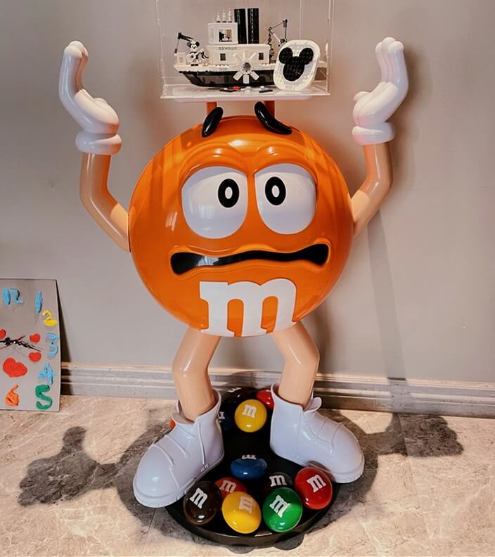 Cartoon Large M Bean Ornament Fiberglass Sculpture Floor Standing State