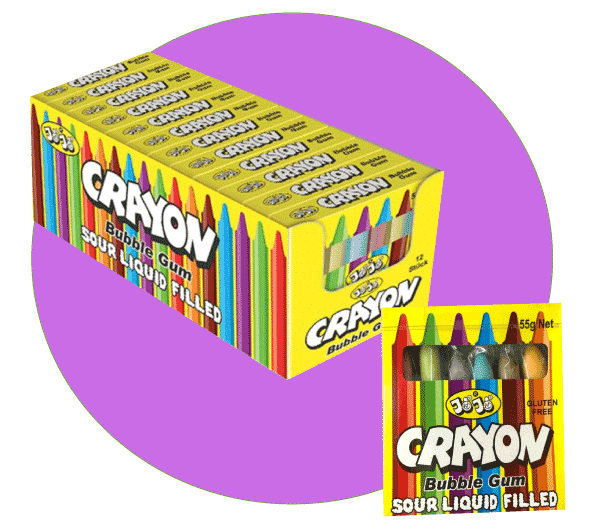 6 crayons bubble gum Candy Crazy