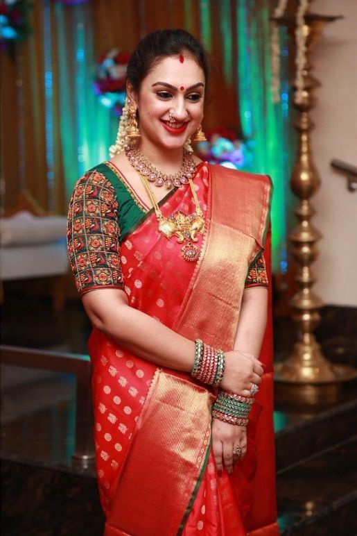 70 Red Silk Saree and Blouse Designs For Wedding Candy Crow