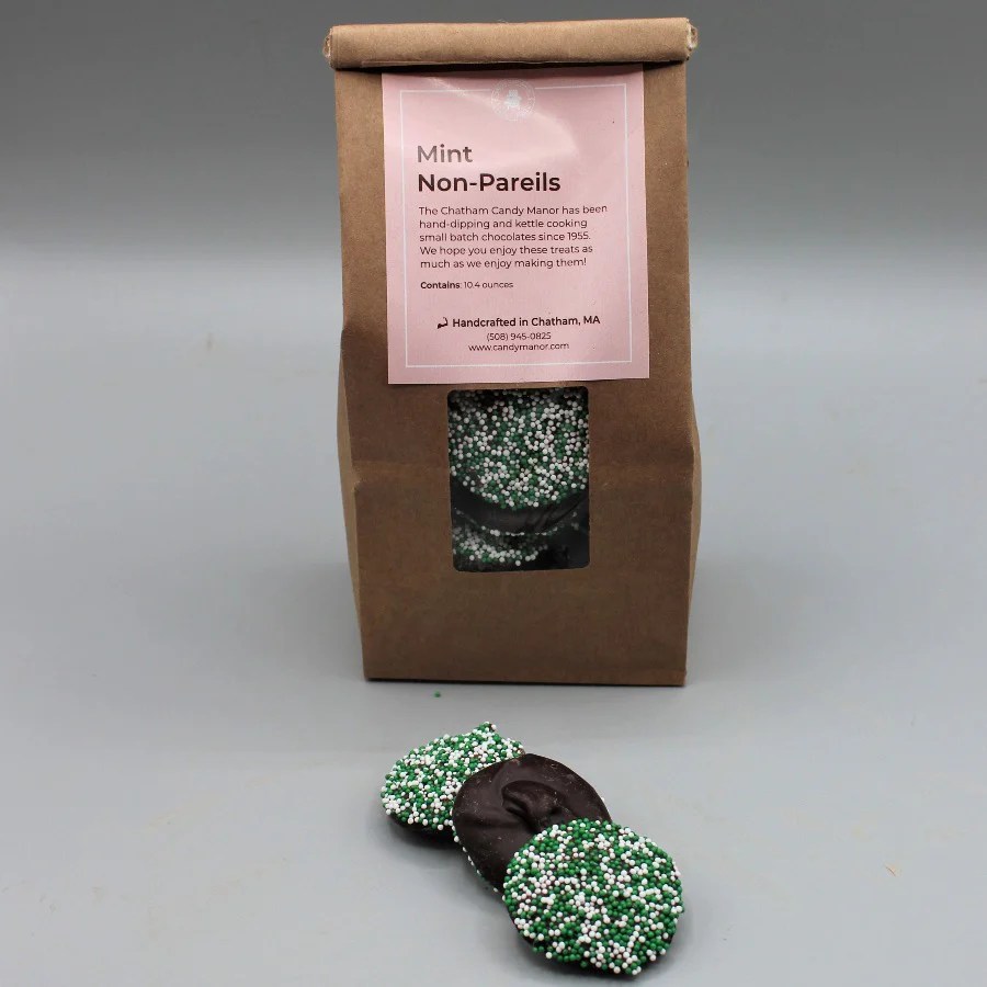 Dark Chocolate Mint NonPareils Chatham Candy Manor