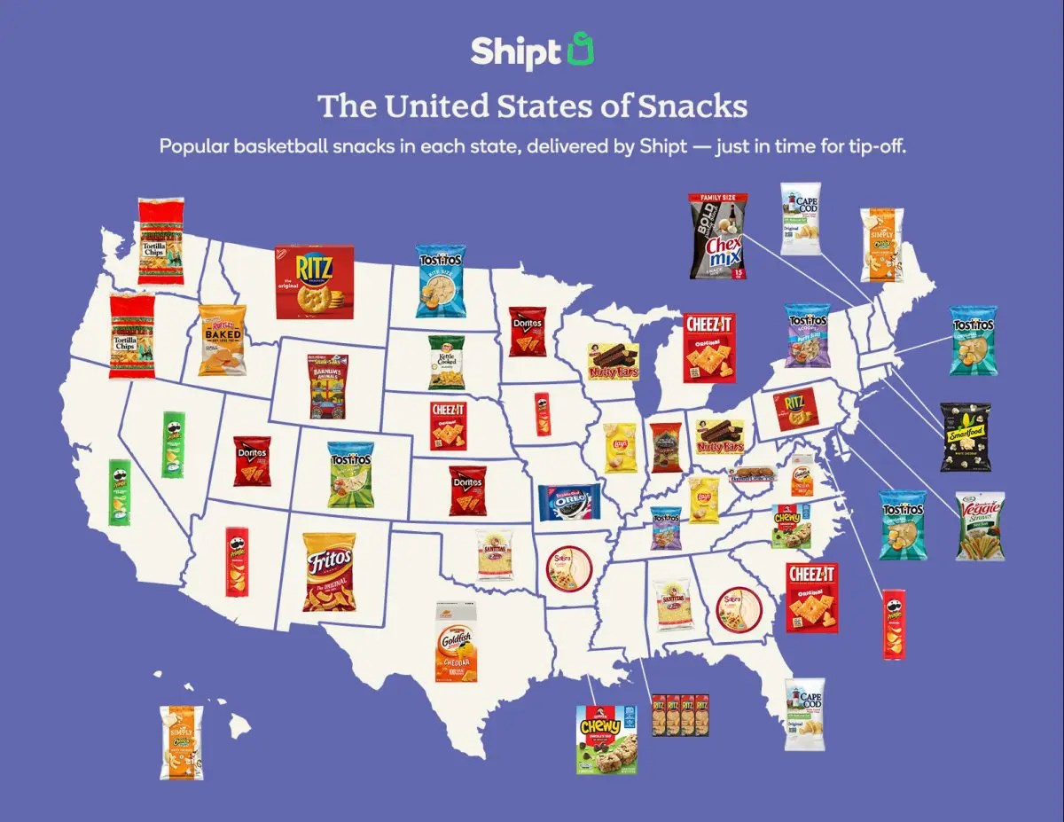 Shipt Reveals Game Day Snack Preferences By State Ahead Of Tournament NCA
