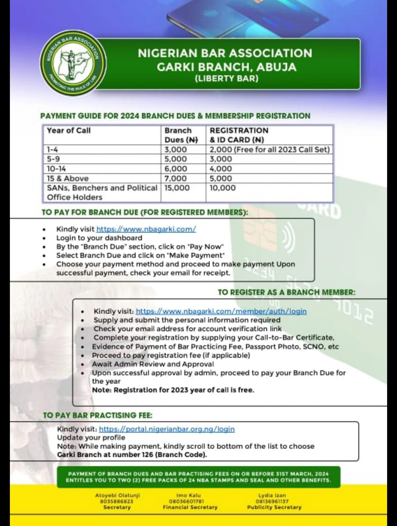 Nigerian Bar Association (NBA) Garki Branch, Abuja (Liberty Bar