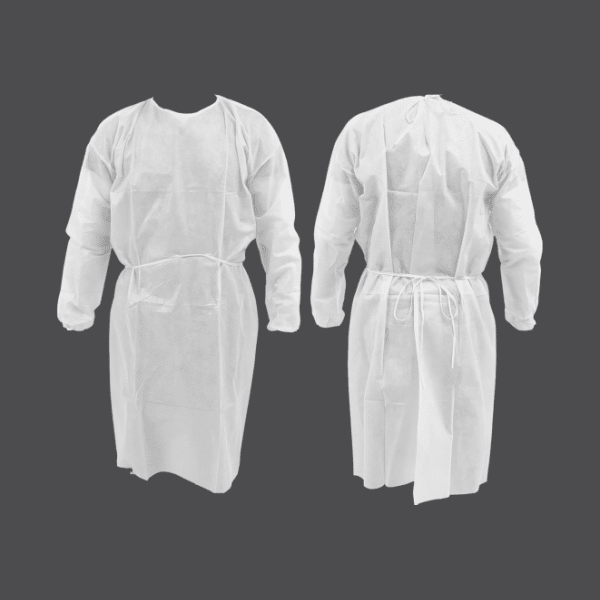 1Ply Non Woven Disposable Isolation GownWhite, Breathable 100pcs